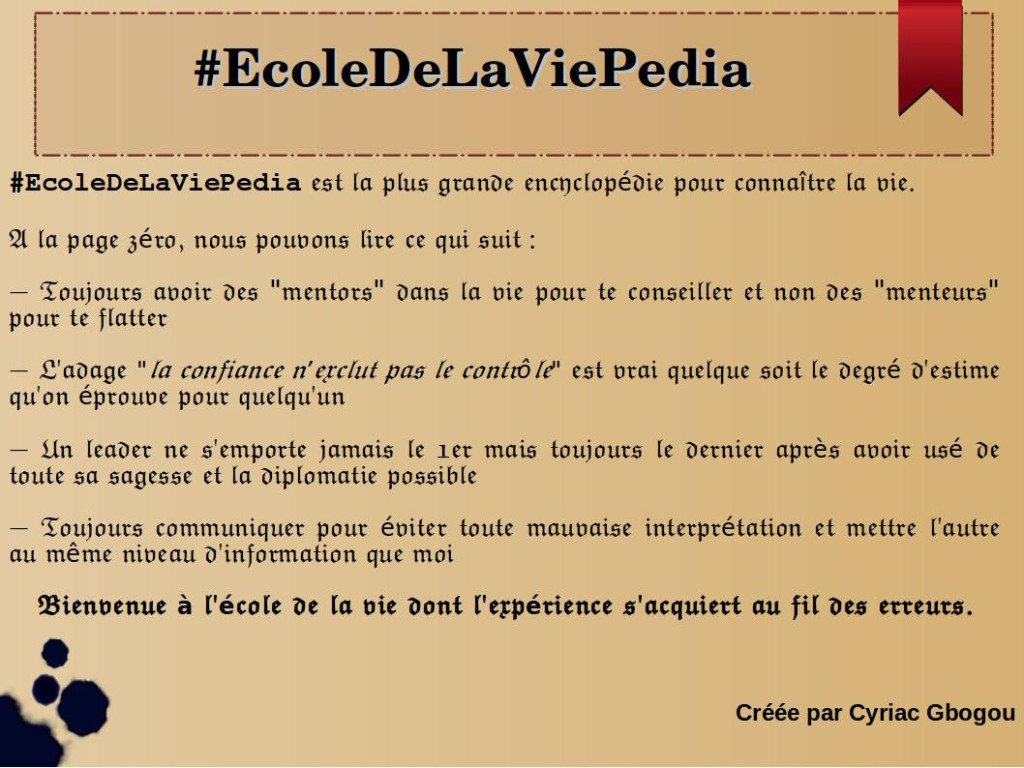 #EcoleDeLaViePedia by Cyriac Gbogou